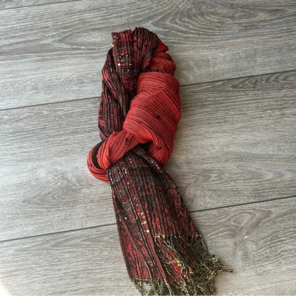 Pashmina Pleated Fringe Rectangle Scarf - Picture 4 of 8